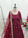 NEW ARRIVAL CHINON SILK EMBROIDERY SEQUENCE WORK GOWN BOTTOM WITH DUPATTA PARTY WEAR WHOLESLAE PRICE ETHNIC GARMENT (4)