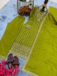 NEW ARRIVAL CHINON SILK EMBROIDERY SEQUENCE WORK WITH RIVET MOTI WORK TOP BOTTOM WITH DUPATTA FESTIVE WEAR WHOLESALE PRICE ETHNIC GARMENT (8)