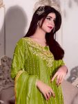 NEW ARRIVAL CHINON SILK EMBROIDERY SEQUENCE WORK WITH RIVET MOTI WORK TOP BOTTOM WITH DUPATTA FESTIVE WEAR WHOLESALE PRICE ETHNIC GARMENT (8)