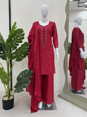 NEW ARRIVAL CHINON SILK THREAD WITH SEQUENCE WORK TOP PATIYALA WITH DUPATTA RANI