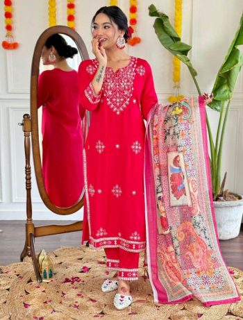 NEW ARRIVAL COTTON EMBROIDERY GOTA PATTI WORK TOP BOTTOM WITH DUPATTA RANI