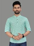 NEW ARRIVAL COTTON PRINTED SHIRT  SEA GREEN