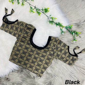 NEW ARRIVAL COTTON STRETCHABLE FANCY SLEEVE DESIGN STITCHED BLOUSE BLACK