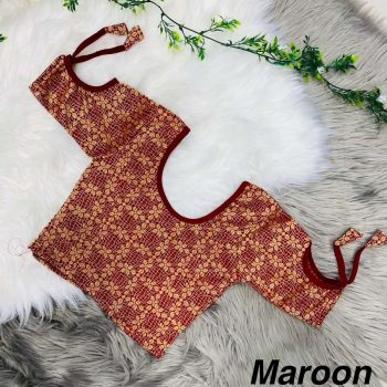 NEW ARRIVAL COTTON STRETCHABLE FANCY SLEEVE DESIGN STITCHED BLOUSE MAROON