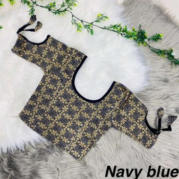 NEW ARRIVAL COTTON STRETCHABLE FANCY SLEEVE DESIGN STITCHED BLOUSE NAVY BLUE