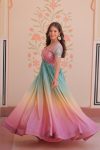 NEW ARRIVAL CRUSH BEADS EMBROIDERY DIGITAL PRINTED WORK ONLY ALIA CUT GOWN PARTY WEAR WHOLESALE PRICE ETHNIC GARMENT (12)