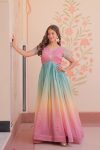 NEW ARRIVAL CRUSH BEADS EMBROIDERY DIGITAL PRINTED WORK ONLY ALIA CUT GOWN PARTY WEAR WHOLESALE PRICE ETHNIC GARMENT (12)