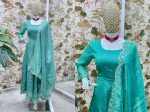 NEW ARRIVAL CRUSH SILK EMBROIDERY SEQUENCE DESIGN WORK GOWN BOTTOM WITH DUPATTA FESTIVE WEAR WHOLESALE PRICE ETHNIC GARMENT (11)