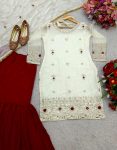 NEW ARRIVAL FENDI SILK EMBROIDERY SEQUENCE WORK TOP SHARARA WITH DUPATTA FESTIVE WEAR WHOLESALE PRICE ETHNIC GARMENT (1)