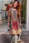 NEW ARRIVAL GEORGETTE DIGITAL PRINT WITH REAL MIRROR HAND WORK AND LACE WORK TOP PALAZZO WITH DUPATTA GREY