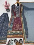 NEW ARRIVAL GEORGETTE DIGITAL PRINT WITH REAL MIRROR HAND WORK AND LACE WORK TOP PALAZZO WITH DUPATTA FESTIVE WEAR WHOLESALE PRICE ETHNIC GARMENT (2)