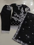 NEW ARRIVAL GEORGETTE EMBROIDERY CHAIN WORK TOP BOTTOM WITH DUPATTA FESTIVE WEAR WHOLESALE PRICE ETHNIC GARMENT (3)