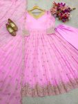 NEW ARRIVAL GEORGETTE EMBROIDERY SEQUENCE WORK GOWN BOTTOM WITH DUPATTA PARTY WEAR WHOLESALE PRICE ETHNIC GARMENT (3)