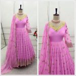 NEW ARRIVAL GEORGETTE EMBROIDERY SEQUENCE WORK GOWN BOTTOM WITH DUPATTA PARTY WEAR WHOLESALE PRICE ETHNIC GARMENT (3)