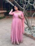 NEW ARRIVAL GEORGETTE EMBROIDERY SEQUENCE WORK GOWN BOTTOM WITH DUPATTA PARTY WEAR WHOLESALE PRICE ETHNIC GARMENT (3)