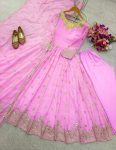 NEW ARRIVAL GEORGETTE EMBROIDERY SEQUENCE WORK GOWN BOTTOM WITH DUPATTA PARTY WEAR WHOLESALE PRICE ETHNIC GARMENT (3)