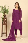 NEW ARRIVAL GEORGETTE EMBROIDERY SEQUENCE WORK TOP BOTTOM WITH DUPATTA WINE