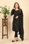 NEW ARRIVAL GEORGETTE EMBROIDERY SEQUENCE WORK TOP BOTTOM WITH DUPATTA BLACK