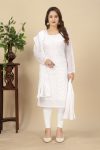 NEW ARRIVAL GEORGETTE EMBROIDERY SEQUENCE WORK TOP BOTTOM WITH DUPATTA WHITE