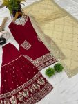 NEW ARRIVAL GEORGETTE EMBROIDERY SEQUENCE WORK TOP SHARARA WITH DUPATTA FESTIVE WEAR WHOLESALE PRICE ETHNIC GARMENT (4)