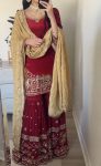 NEW ARRIVAL GEORGETTE EMBROIDERY SEQUENCE WORK TOP SHARARA WITH DUPATTA FESTIVE WEAR WHOLESALE PRICE ETHNIC GARMENT (4)
