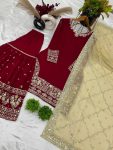 NEW ARRIVAL GEORGETTE EMBROIDERY SEQUENCE WORK TOP SHARARA WITH DUPATTA FESTIVE WEAR WHOLESALE PRICE ETHNIC GARMENT (4)