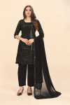 NEW ARRIVAL GEORGETTE EMBROIDERY SEQUNCE WORK TOP DUPATTA  BLACK
