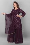 NEW ARRIVAL GEORGETTE EMBROIDERY WORK TOP SHARARA WITH DUPATTA FESTIVE WEAR WHOLESALE PRICE ETHNIC GARMENT (3)