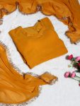 NEW ARRIVAL GEORGETTE FLAIRED LACE WORK PLAIN GOWN WITH DUPATTA PARTY WEAR WHOLESALE PRICE ETHNIC GARMENT (3)