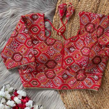 NEW ARRIVAL GEORGETTE SEQUENCE MULTI WORK READY TO WEAR STITCHED BLOUSE RED