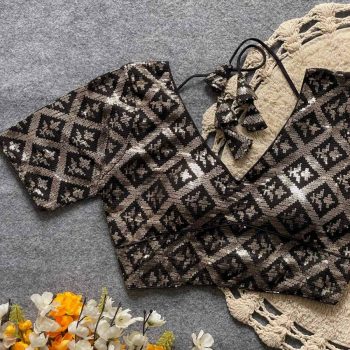 NEW ARRIVAL GEORGETTE SEQUENCE WORK READY TO WEAR BLOUSE BLACK