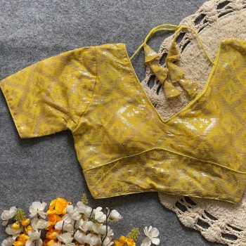 NEW ARRIVAL GEORGETTE SEQUENCE WORK READY TO WEAR BLOUSE YELLOW