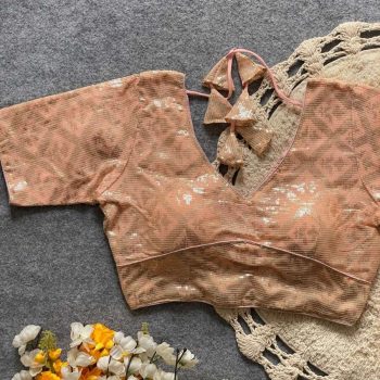 NEW ARRIVAL GEORGETTE SEQUENCE WORK READY TO WEAR BLOUSE CREAM