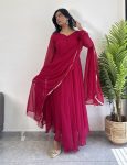 NEW ARRIVAL GEORGETTE WITH LACE WORK ANARKALI GOWN WITH DUPATTA FESTIVE WEAR WHOLESLE PRICE ETHNIC GARMENT (4)