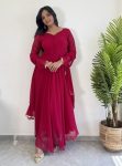 NEW ARRIVAL GEORGETTE WITH LACE WORK ANARKALI GOWN WITH DUPATTA  RANI