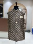 NEW ARRIVAL JACQUARD WITH WEAVING WORK MEN'S KOTI BLACK