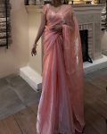 NEW ARRIVAL JIMMY CHOO MOTI HANDWORK SAREE WITH UNSTITCHED BLOUSE PARTY WEAR WHOLESALE PRICE ETHNIC GARMENT (6)