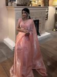 NEW ARRIVAL JIMMY CHOO MOTI HANDWORK SAREE WITH UNSTITCHED BLOUSE PINK