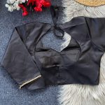 NEW ARRIVAL MALAAI SATIN FANCY LACE WORK READY TO WEAR BLOUSE BLACK