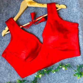 NEW ARRIVAL MALAI SATIN PLAIN READY TO WEAR BLOUSE RED