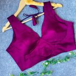 NEW ARRIVAL MALAI SATIN PLAIN READY TO WEAR BLOUSE WINE