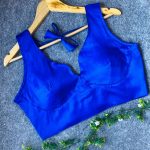 NEW ARRIVAL MALAI SATIN PLAIN READY TO WEAR BLOUSE BLUE