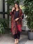 NEW ARRIVAL MUSLIN COTTON DIGITAL PRINT WITH EMBROIDERY SEQUENCE WITH  PATCH WORK TOP BOTTOM WITH DUPATTA BLACK