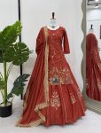 NEW ARRIVAL NATURAL CREPE BEADS THREAD SEQUENCE WORK TOP LEHENGA WITH DUPATTA PARTY WEAR WHOLESALE PRICE ETHNIC GARMENT (3)