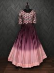 NEW ARRIVAL PADDING CHINON PRINTED GOWN WINE