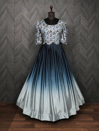 NEW ARRIVAL PADDING CHINON PRINTED GOWN SKY