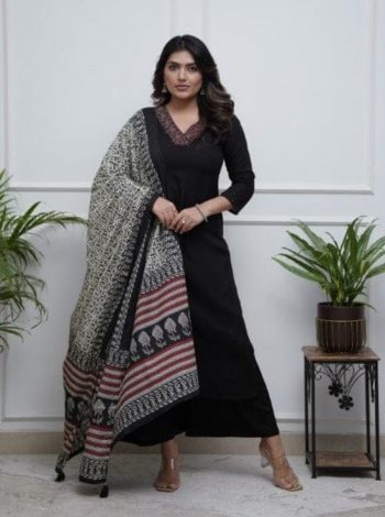 NEW ARRIVAL PARAMPARA SILK EMBROIDERY WORK TOP BOTTOM WITH DUPATTA BLACK