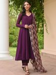 NEW ARRIVAL PLAIN ANARKALI GOWN BOTTOM WITH DIGITAL PRINTED DUPATTA FESTIVE WEAR WHOLESALE PRICE ETHNIC GARMENT (1)