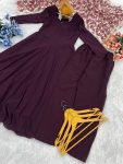 NEW ARRIVAL PLAIN ANARKALI GOWN BOTTOM WITH DIGITAL PRINTED DUPATTA FESTIVE WEAR WHOLESALE PRICE ETHNIC GARMENT (1)