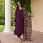 NEW ARRIVAL PLAIN ANARKALI GOWN BOTTOM WITH DIGITAL PRINTED DUPATTA FESTIVE WEAR WHOLESALE PRICE ETHNIC GARMENT (1)